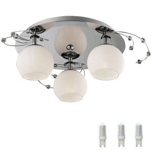 Moderne LED Deckenbeleuchtung aus Chrom und Glas ARIS