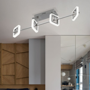LED Deckenlampe, Glas, Metall, nickel matt, chrom, DAVIS