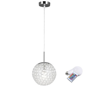 Elegante RGB LED Hängeleuchte mit klaren Kristallen