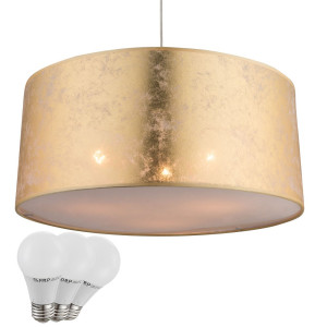 Elegante LED Hängeleuchte aus Stoff oder Nickel