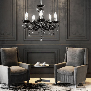 Elegante LED Hängeleuchte aus Chrom und Acrylkristalle