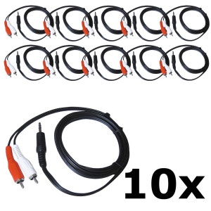 10er Set Audiokabel 2x Cinchstecker und 3,5mm Klinkenstecker