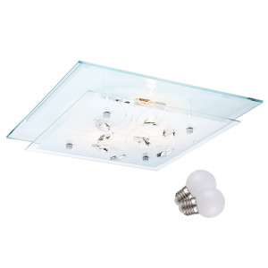 Elegante LED Deckenleuchte aus Chrom und Glas