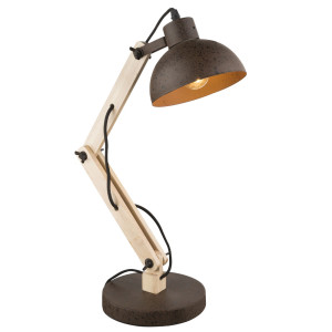Tischlampe, Holz, Metall, rost, verstellbar, H68 cm, JEFF I