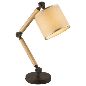 Tischlampe, Textil, Holz, rostfarben, verstellbar, H 76 cm