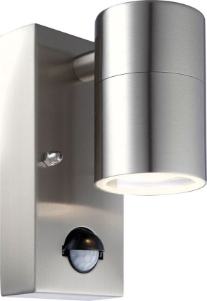 LED Wandleuchte, Außen, Edelstahl, Glas, Bewegungsmelder