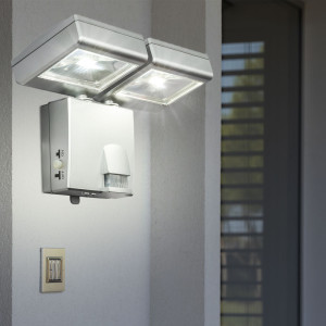 LED Außenleuchte, Bewegungsmelder, verstellbar, silber