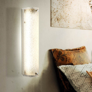 LED Wandlampe, Leuchte, Chrom, Glas geeist, H 35 cm