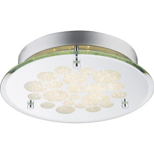 LED Deckenleuchte, Kristalle, Chrom, Spiegelglas, 25 cm