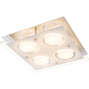 LED Deckenleuchte, Chrom, Glas, 4-flammig, L 28 cm