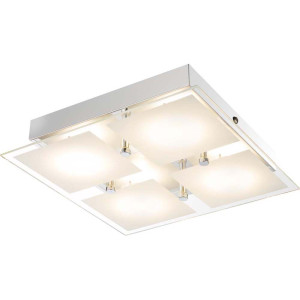 LED Deckenleuchte, Chrom, Glas satiniert, L 24 cm, RENE
