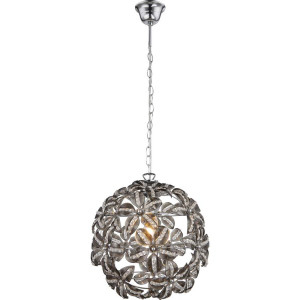 Hängeleuchte, Blüten-Design, Chrom, rund, H 97 cm