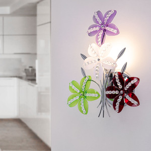 Wandleuchte, Blüten-Design, bunt, chrom, H 33 cm, KAUNOS