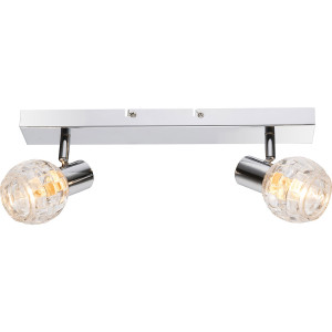 Deckenleuchte, Spots verstellbar, Chrom, Glas, L 37 cm