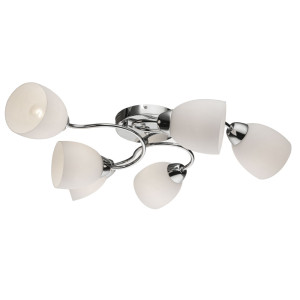 Deckenleuchte, Chrom, Glas weiß, 64 cm, PESSOA III