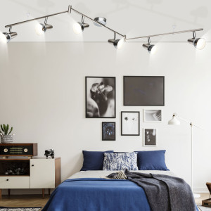 LED Chrom Deckenlampe, Spots beweglich, L 150 cm, CAPPUCINO