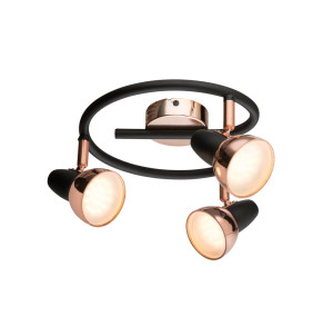 LED Deckenlampe, ALU, Kupfer-Optik, Spots beweglich, 38 cm