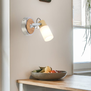 LED Wandlampe, Holz, silber, verstellbar, H 13 cm
