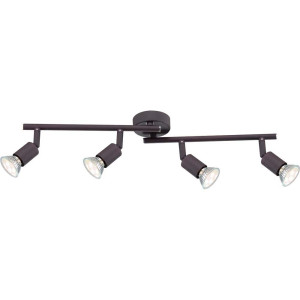 LED Deckenleuchte, Metall, rostfarbe, Glas, Spots beweglich