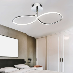 LED Deckenleuchte, ALU, Chrom, Schleifen-Design, L 69 cm