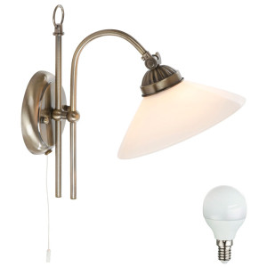 Klassische LED Wandleuchte aus Altmessing