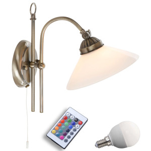 RGB LED Wandleuchte aus Altmessing
