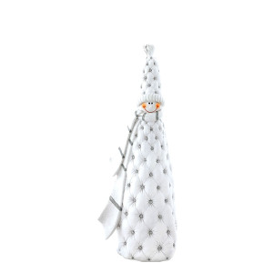 Schneemann, Dekofigur, Keramik, weiß silber, H 18 cm