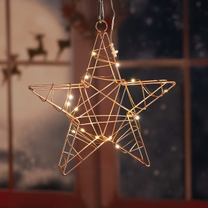 LED Weihnachtsstern, Metall, Kupfer, H 25 cm, SPACY