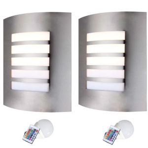 2er Set RGB LED Wandleuchten für den Außenbereich