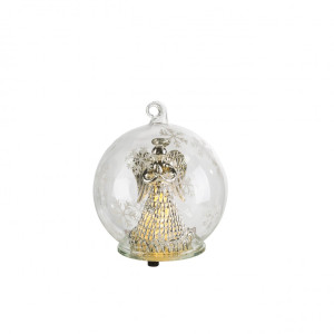 LED Deko Tischleuchte, Glas, Engel, 10 cm, X-MAS