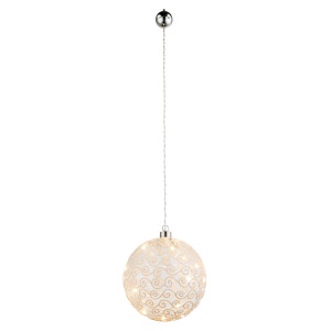 LED Glaskugel Hängelampe mit Ornamenten, 15 cm