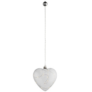 LED Deko Hängeleuchte, Glas, Herz, 17 cm, X-MAS