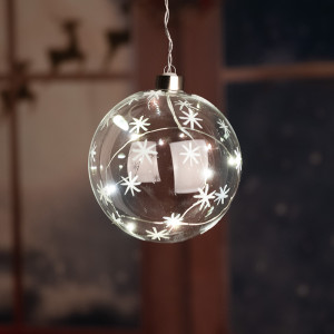 LED Deko Hängeleuchte, Glas, Kugel, klar, 12 cm,