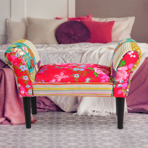 Sitzbank, Patchwork Design bunt, B 75 cm