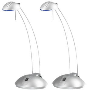 2er Tischleuchten in silber mit beweglichem Spot