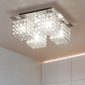 12 Watt LED Deckenleuchte aus Chrom und Kristallglas