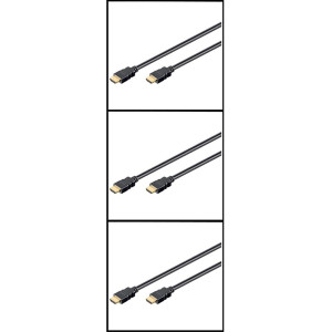 3er Set HDMI High Speed Rundkabel mit einer Länge von 1m