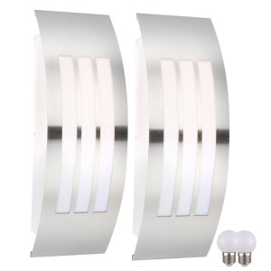 2er Set LED Außenbereich Wandleuchte, opal weiß, H 32 cm CORNUS