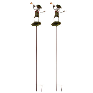 2er Set LED Solarleuchten für den Außenbereich im Frosch Design