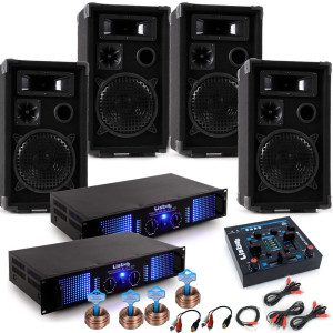 Karneval PA Anlage mit USB Mixer und vier Boxen DJ-Alaaf