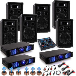 PA Anlage mit USB Mixer und sechs Boxen DJ-Karneval