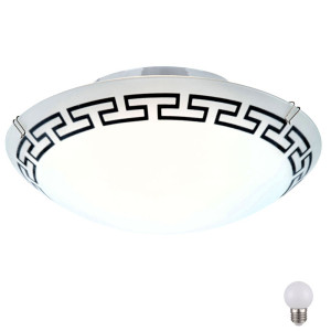 LED Deckenlampe in weiß mit gemustertem Lampenschrim HARRY