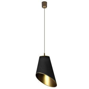Hängeleuchte, Stoff, schwarz, gold, 30 cm, FOGLIE DI SOLE
