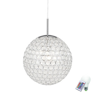 RGB LED Decken Pendelleuchte mit klaren Kristallen KONDA