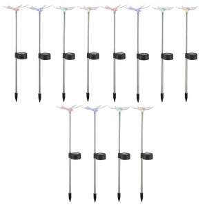 12er Set LED Solarlampen in Schmetterling und Libellen Optik