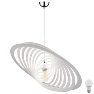 Luxus LED Pendelleuchte aus weißen Metallringen PLANET