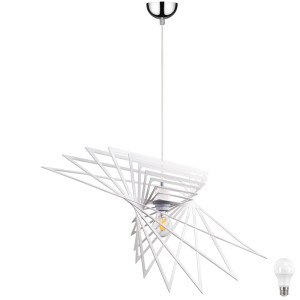 Luxus LED Pendelleuchte aus weißem Metall PLANET