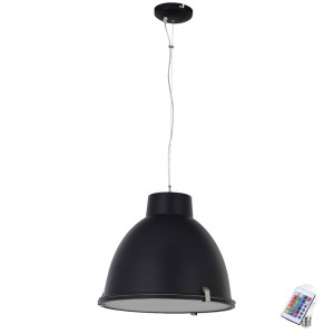 Retro RGB LED Pendelleuchte in matt schwarz mit Dimmer KATHY