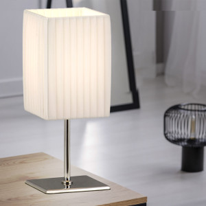 LED Tischleuchte aus Chrom und Textil mit Schalter BAILEY