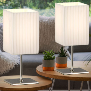 2er Set Tischlampen aus Chrom und Textil mit Schalter BAILEY